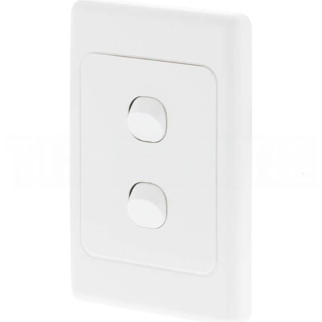 Clipsal 10 Amp 2 Gang 2000 SERIES Vertical Internal Rocker Switch White