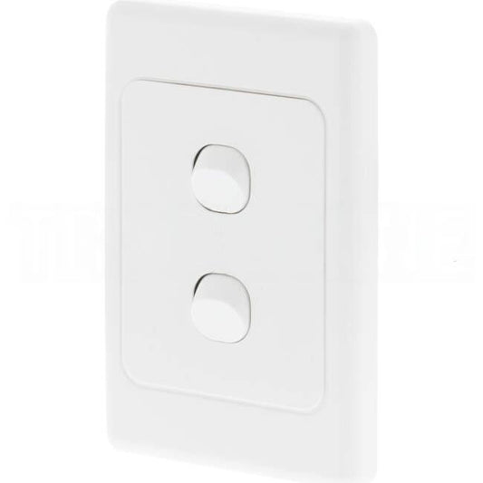 Clipsal 10 Amp 2 Gang 2000 SERIES Vertical Internal Rocker Switch White