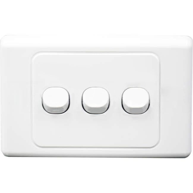 Clipsal 10 Amp 3 Gang 2000 SERIES Horizontal Internal Rocker Switch White