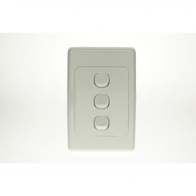 Clipsal 10 Amp 3 Gang 2000 SERIES Vertical Internal Rocker Switch White