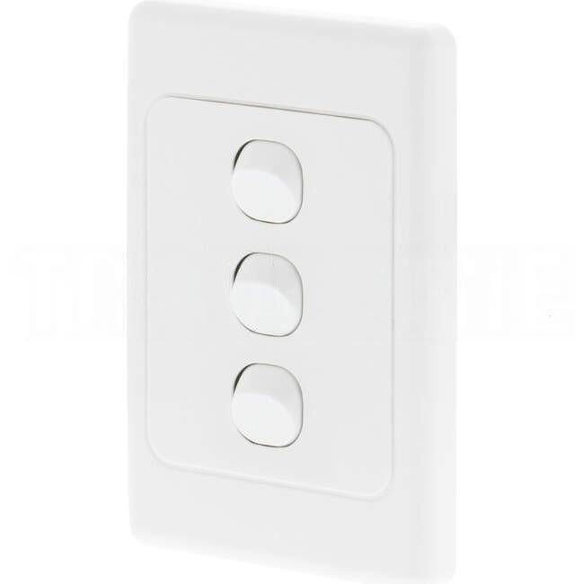 Clipsal 10 Amp 3 Gang 2000 SERIES Vertical Internal Rocker Switch White