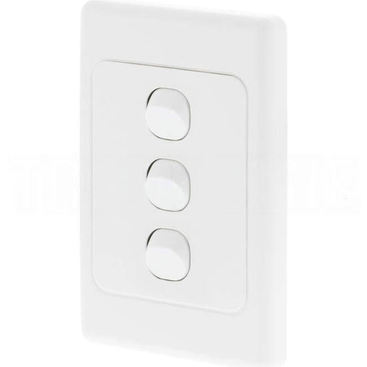 Clipsal 10 Amp 3 Gang 2000 SERIES Vertical Internal Rocker Switch White