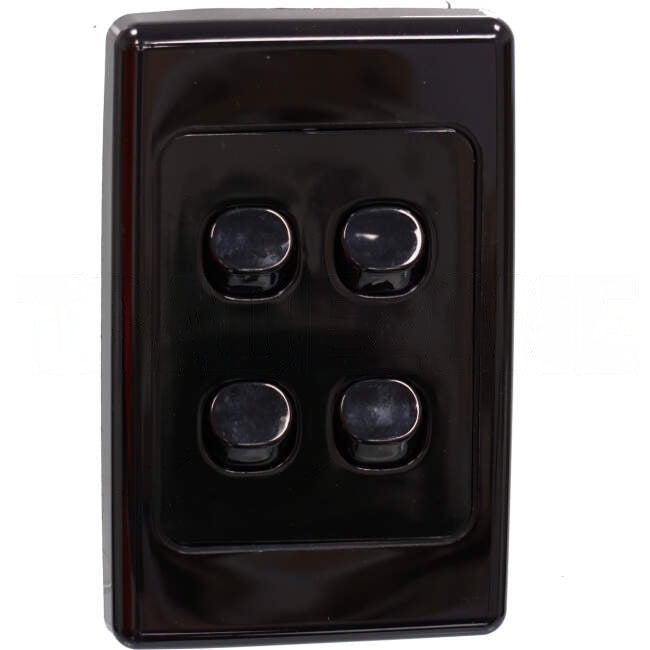 Clipsal 10 Amp 4 Gang 2000 SERIES Vertical Internal Rocker Switch Black