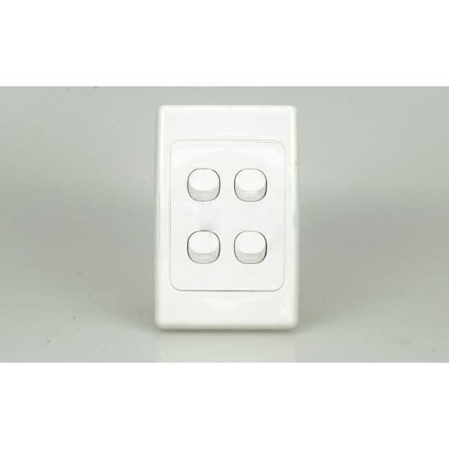 Clipsal 10 Amp 4 Gang 2000 SERIES Vertical Internal Rocker Switch White