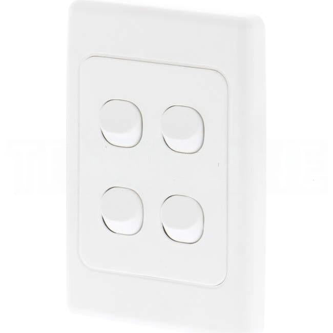 Clipsal 10 Amp 4 Gang 2000 SERIES Vertical Internal Rocker Switch White