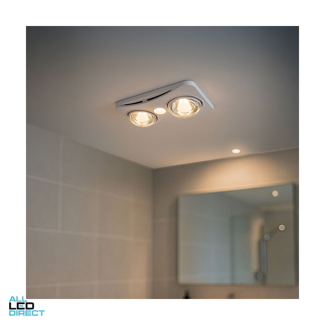 Brilliant 3 In 1 NEWTON Bathroom Heater Lamp Light & Exhaust Fan With 2 Heat & 1 LED Light & Complete Ducting Kit White ALL LED Direct