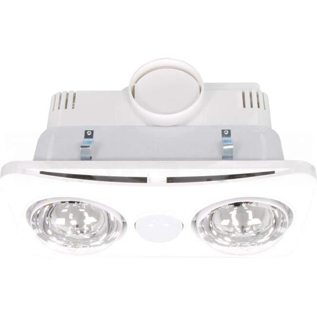 Brilliant 3 In 1 NEWTON Bathroom Heater Lamp Light & Exhaust Fan With 2 Heat & 1 LED Light & Complete Ducting Kit White