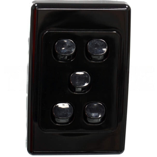 Clipsal 10 Amp 5 Gang 2000 SERIES Vertical Internal Rocker Switch Black