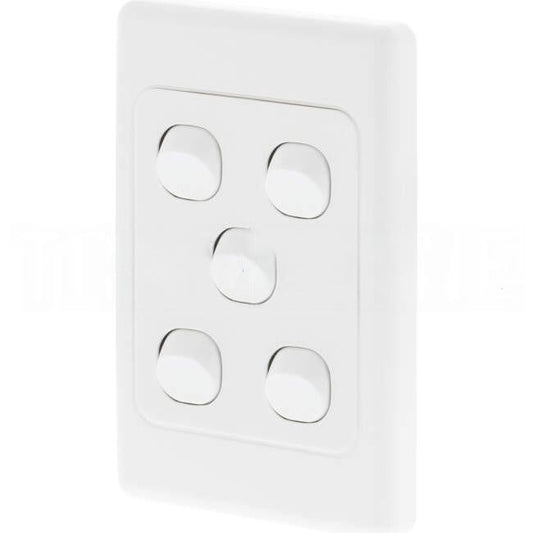 Clipsal 10 Amp 5 Gang 2000 SERIES Vertical Internal Rocker Switch White