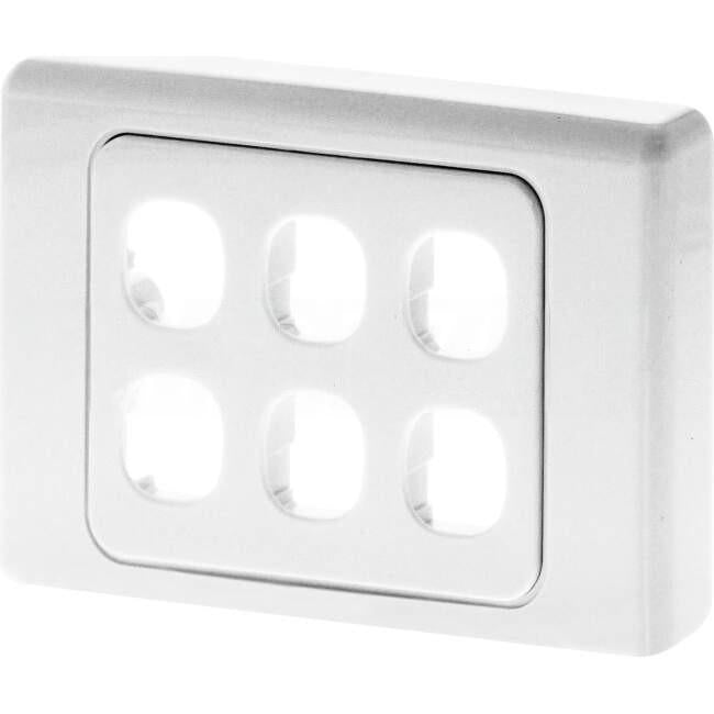 Clipsal 6 Gang 2000 SERIES Grid Plate & Surround Standard Cover White