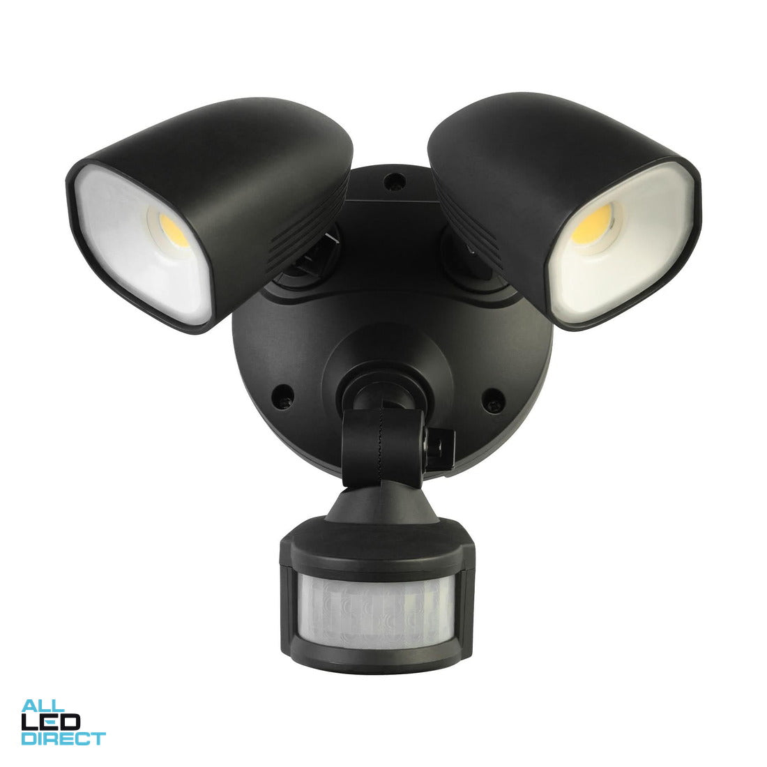 Brilliant 20 W SHIELDER LED Twin Spot Light With PIR Movement Sensor Black 4200 K ALL LED Direct