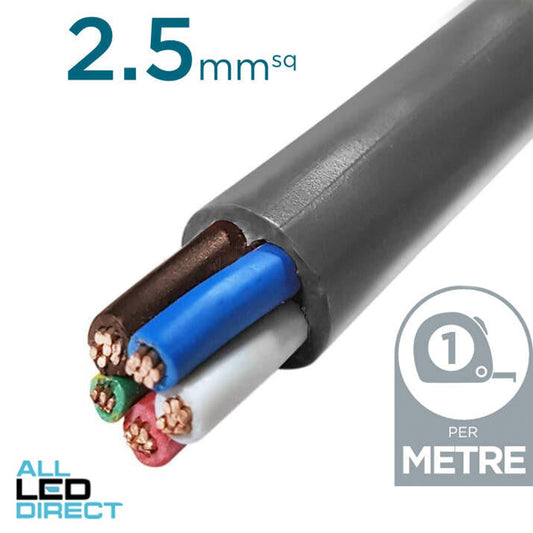 Apec 2.5mm 5 Core Ordinary Duty Flex Cable Grey Per Metre