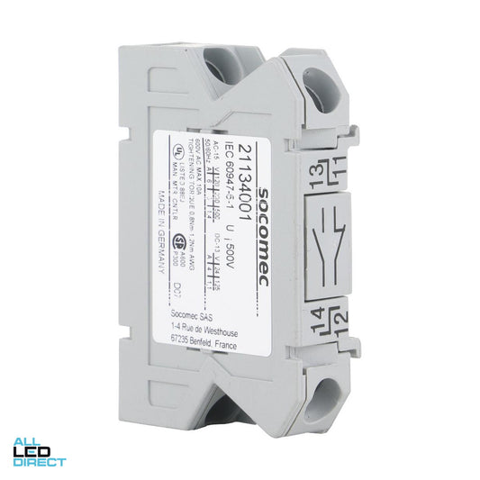 NHP Socomec ISO Enclosed Isolator with 1 x N/O + 1 x N/C Auxiliary Contacts to Suit Plastic Enclosure 25 - 100A ALL LED Direct