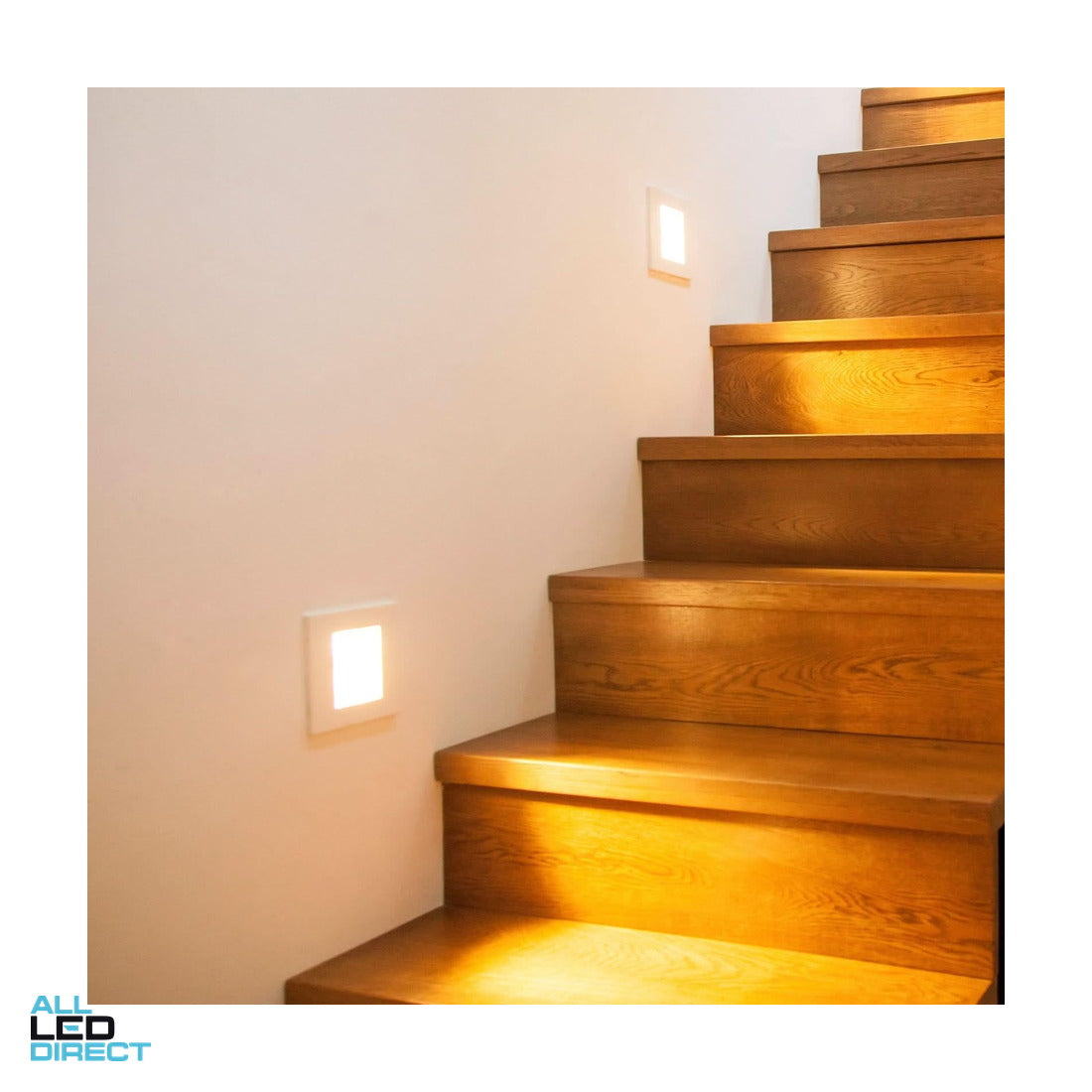 Brilliant 3 W HENSLEY Square Recessed LED Indoor Step Light White 3000 K 100lms ALL LED Direct