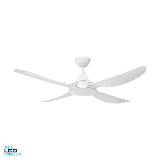 Brilliant 1200mm (48') VECTOR III 4 Blade Ceiling Sweep Fan With UV Resistant Ezi-Fit ABS Blades White ALL LED Direct