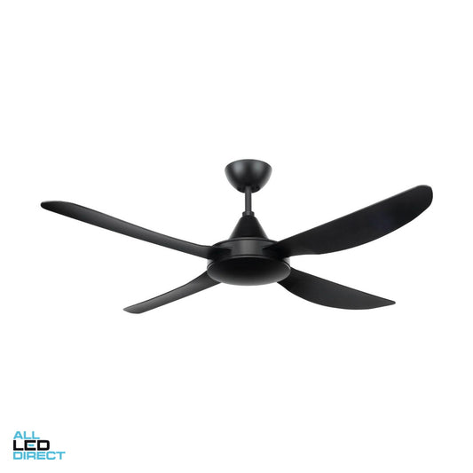 Brilliant 1320mm (52') VECTOR II 4 Blades Ceiling Sweep Fan With Ezy-Fit ABS Blades Pure Matt Black ALL LED Direct