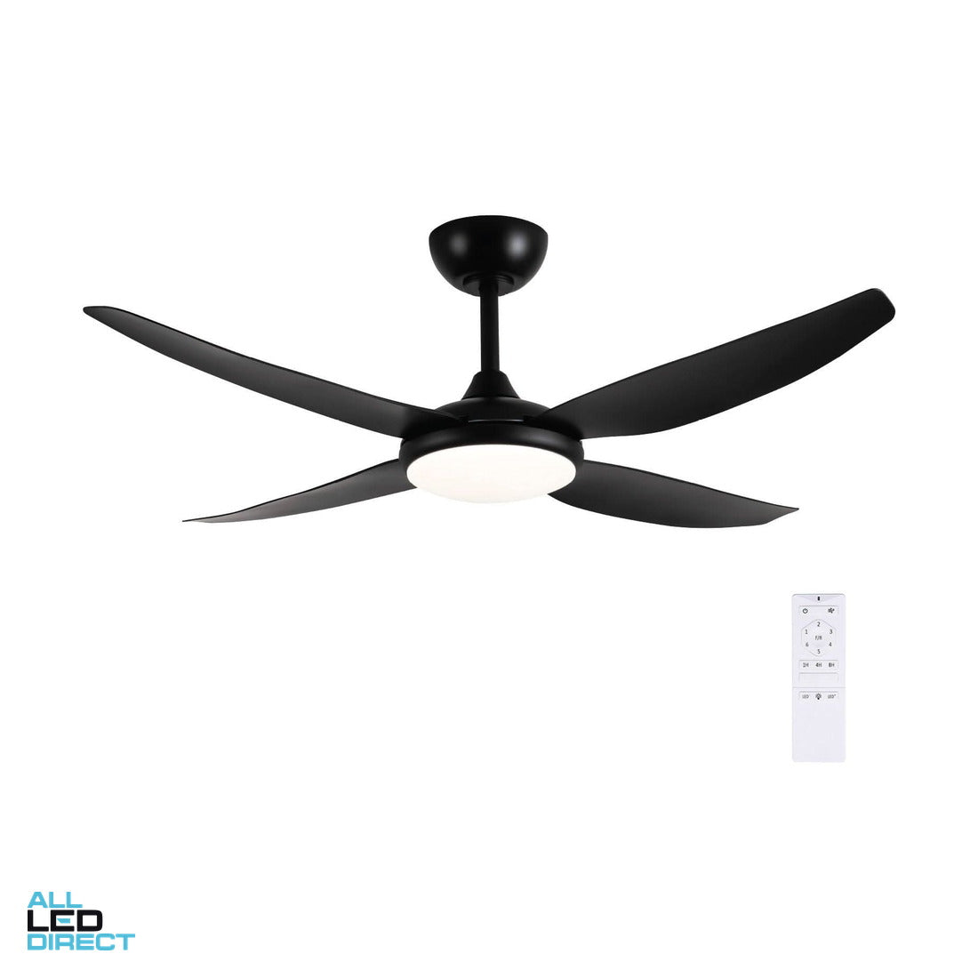Brilliant 1320mm (52') AMARI 4 Blade DC Ceiling Sweep Fan With Moulded ABS Blades & LED Light White ALL LED Direct