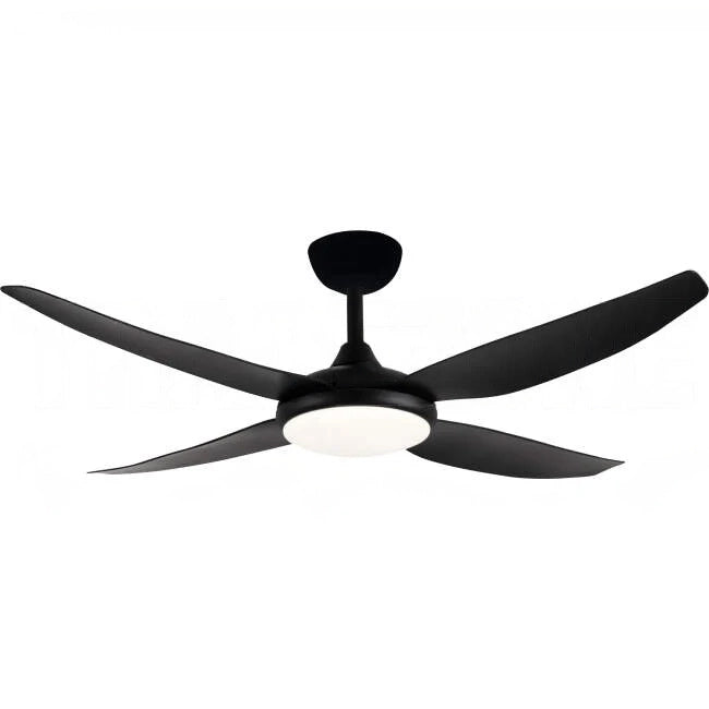 Brilliant 1320mm (52') AMARI 4 Blade DC Ceiling Sweep Fan With Moulded ABS Blades & LED Light Black