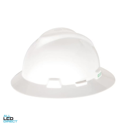 MSA V-GARD Full Brim Hard Hat With 4 Point PUSH KEY Suspension White