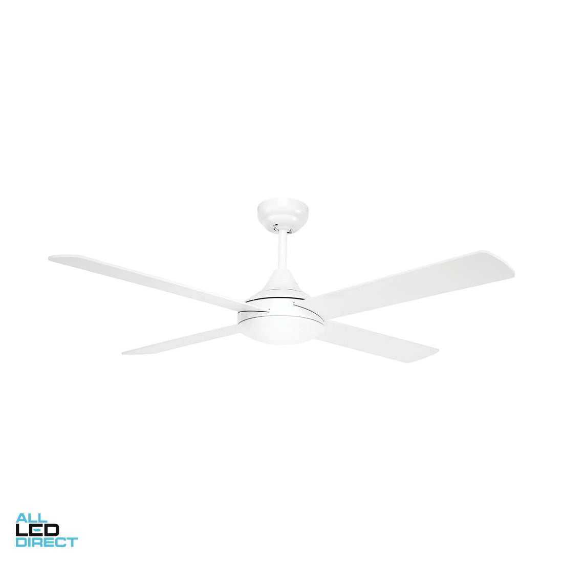 Brilliant 1200mm (48) TEMPO PLUS 4 Blade Ceiling Sweep Fan With Plywood Blades White ALL LED Direct