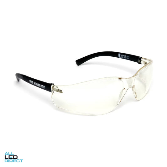 MSA NULLARBOR Safety Glasses With Black Frame & Clear Scratch Resistant Anti-Fog Lenses