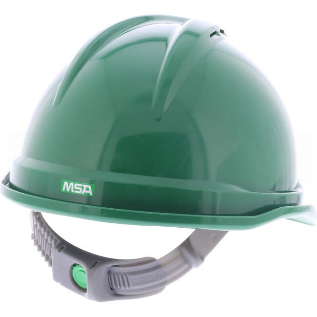 MSA V-GARD 500 Vented Hard Hat With 6 Point PUSH-KEY Suspension Green