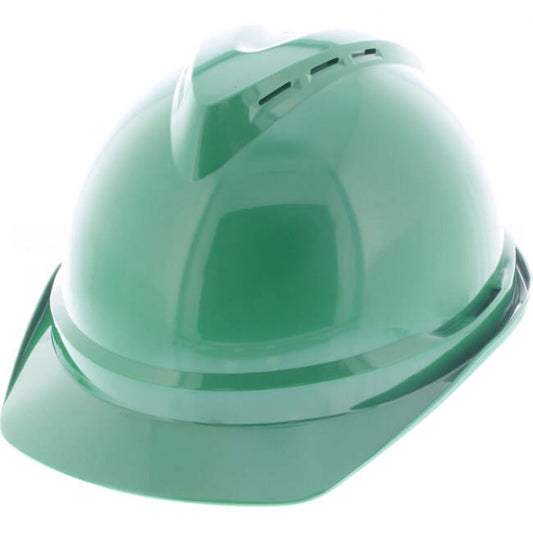 MSA V-GARD 500 Vented Hard Hat With 6 Point PUSH-KEY Suspension Green