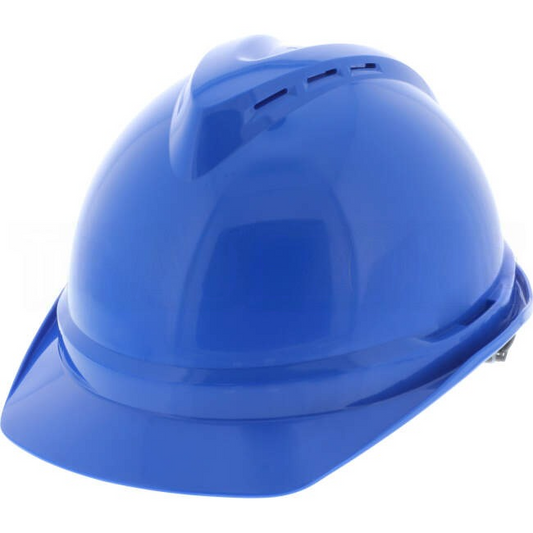 MSA V-GARD 500 Vented Hard Hat With 6 Point PUSH-KEY Suspension Light Blue