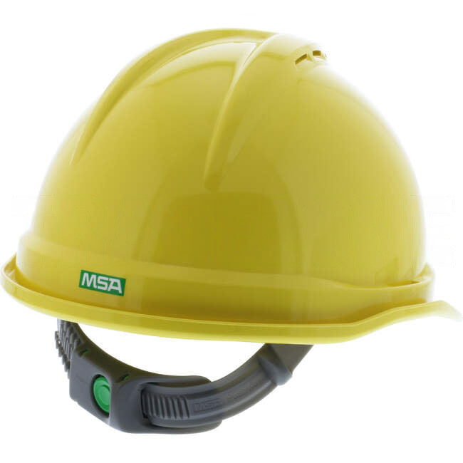 MSA V-GARD 500 Vented Hard Hat With 6 Point PUSH-KEY Suspension Yellow