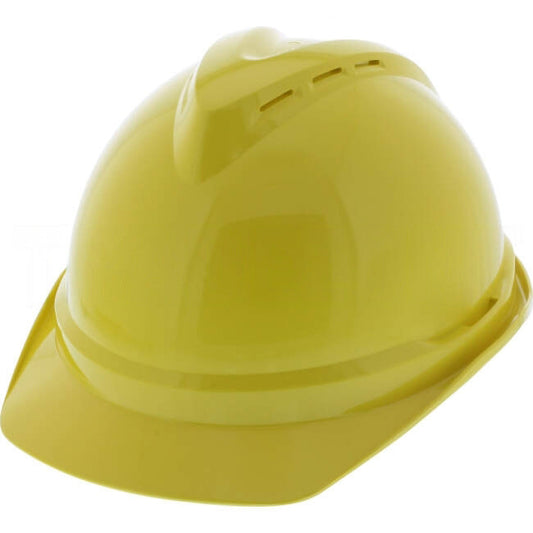 MSA V-GARD 500 Vented Hard Hat With 6 Point PUSH-KEY Suspension Yellow