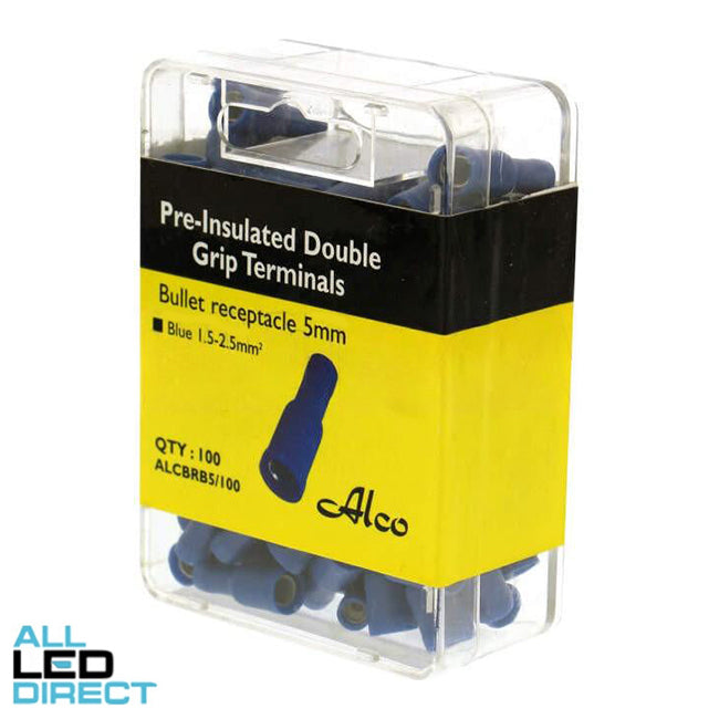 Wattmaster 1.5mm To 2.5mm Female Bullet Terminal Blue 5mm Diameter Pack of 100