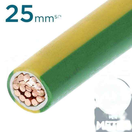 25mm Building Wire Cable Green & Yellow Per Metre - Default Title (25mmBWGYPM)