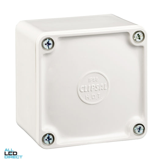 Clipsal 77mm x 77mm x 54mm Square Junction Box White ALL LED Direct