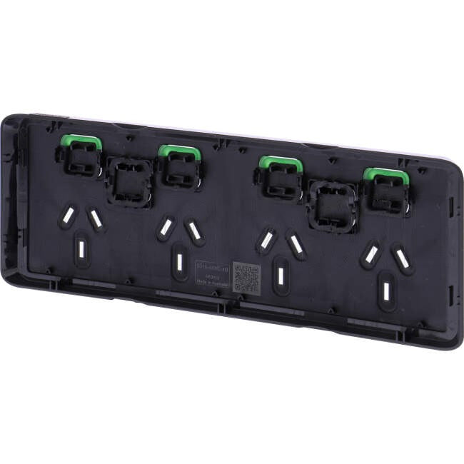 Clipsal 4 Gang ICONIC Internal Powerpoint With Two Extra Switches Cover Plate Black