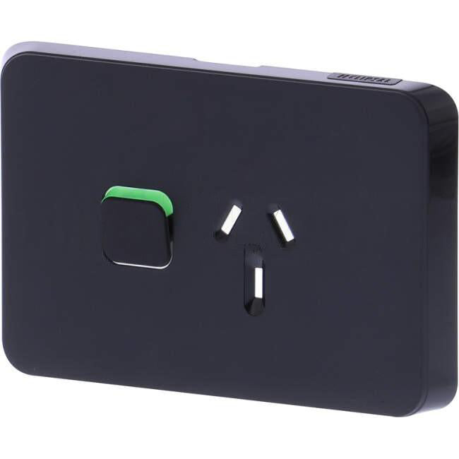 Clipsal 10 Amp ICONIC Single Internal Powerpoint Cover Plate Black