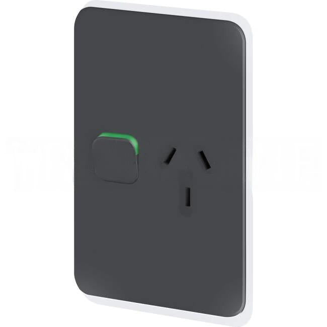 Clipsal 10 Amp ICONIC Single Vertical Internal Powerpoint Cover Plate Anthracite