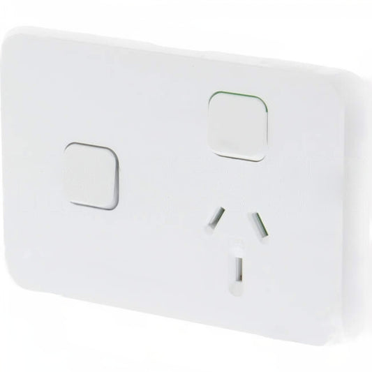 Clipsal 10 Amp ICONIC Single Internal Powerpoint With Removable Extra Switch Vivid White