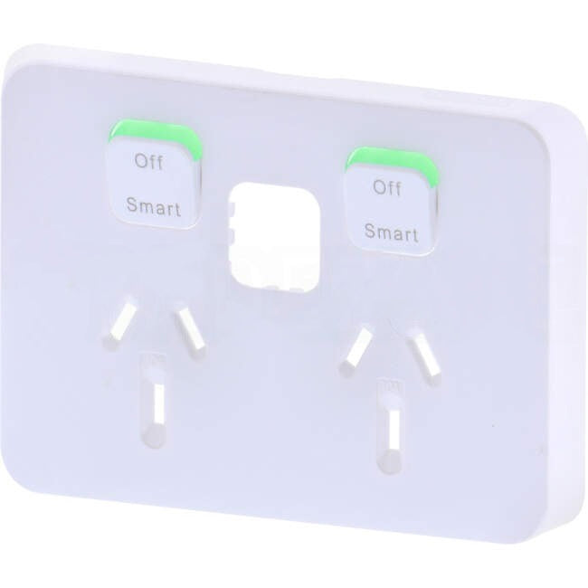 Clipsal 10 Amp WISER ICONIC Double Internal Powerpoint Cover Plate With Extra Switch Vivid White