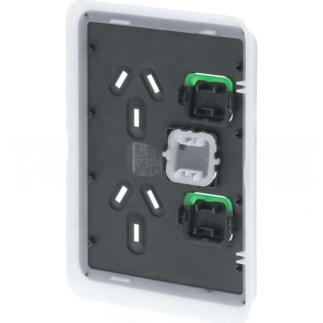 Clipsal 10 Amp ICONIC Double Vertical Internal Powerpoint Cover Plate With Removable Extra Switch Anthracite