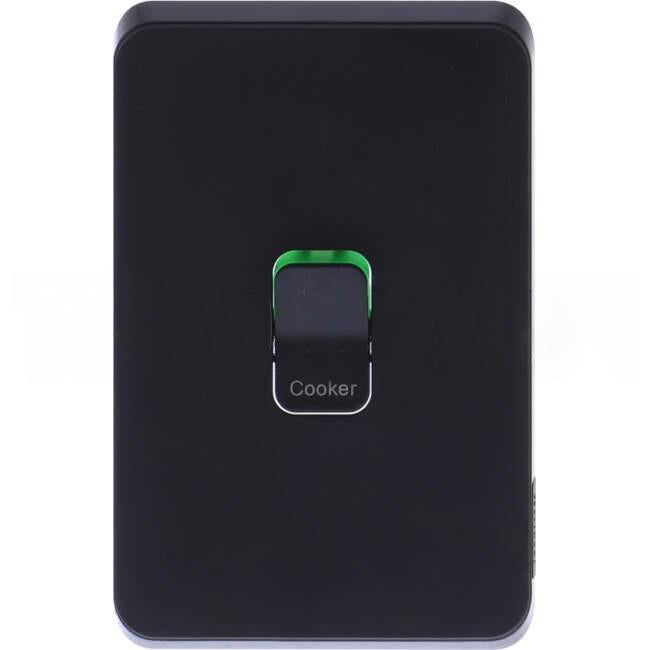 Clipsal 1 Gang ICONIC Vertical Internal Cooker Switch Cover Plate Black