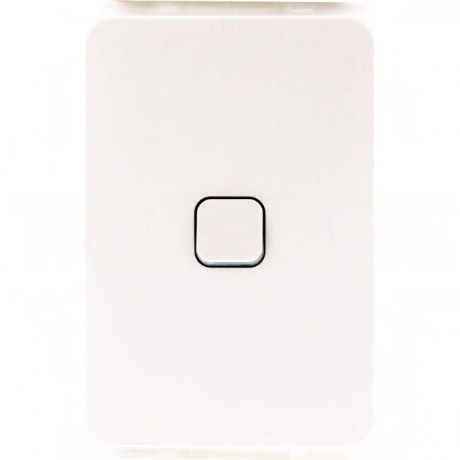 Clipsal 10 Amp 1 Gang ICONIC Vertical Internal Rocker Switch With LED Indicator Vivid White