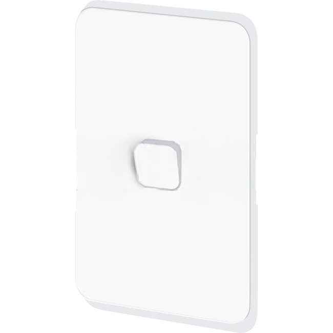 Clipsal 10 Amp 1 Gang ICONIC Vertical Internal Rocker Switch With LED Indicator Vivid White