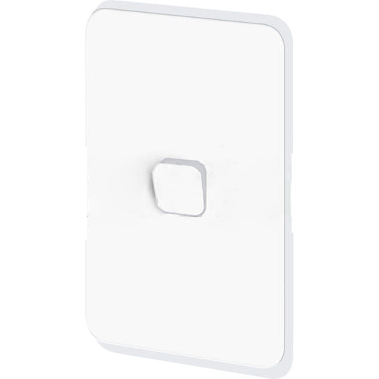 Clipsal 10 Amp 1 Gang ICONIC Vertical Internal Rocker Switch With LED Indicator Vivid White