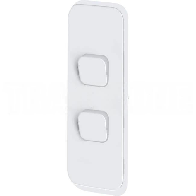 Clipsal 2 Gang ICONIC Vertical Internal Rocker Switch Architrave Cover Plate Cool Grey