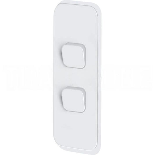 Clipsal 2 Gang ICONIC Vertical Internal Rocker Switch Architrave Cover Plate Cool Grey