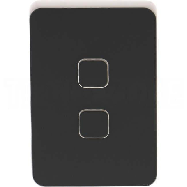 Clipsal 2 Gang ICONIC Vertical Internal Rocker Switch Cover Plate Anthracite