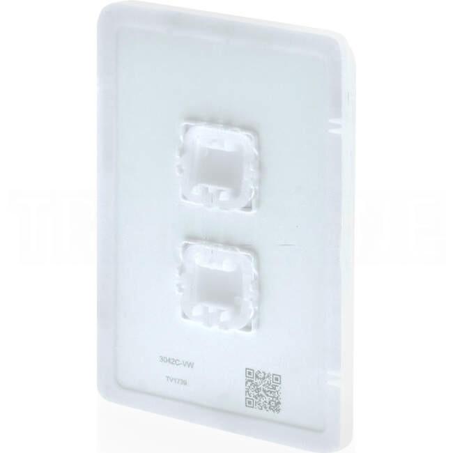 Clipsal 2 Gang ICONIC Vertical Internal Rocker Switch Cover Plate Vivid White