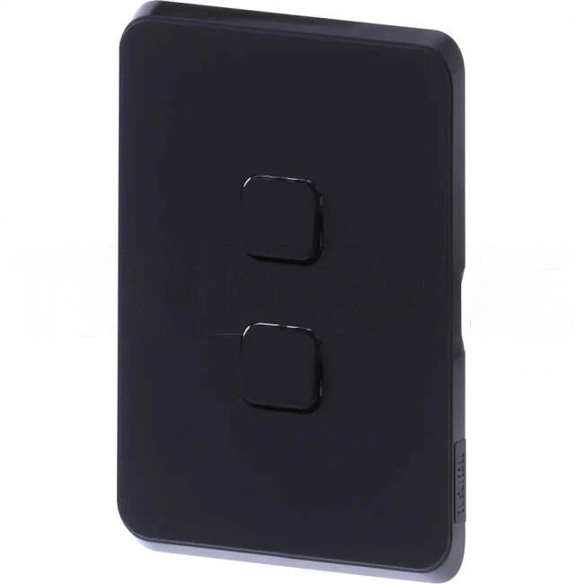 Clipsal 2 Gang ICONIC Vertical Internal Rocker Switch Cover Plate Black