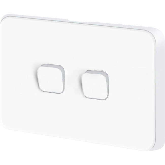 Clipsal 10 Amp 2 Gang ICONIC Horizontal Internal Rocker Switch Vivid White