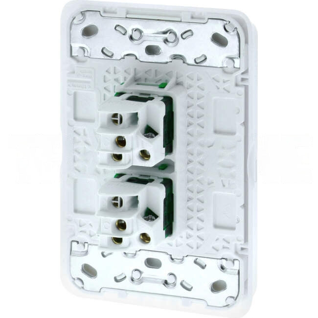 Clipsal 10 Amp 2 Gang ICONIC Vertical Internal Rocker Switch Vivid White